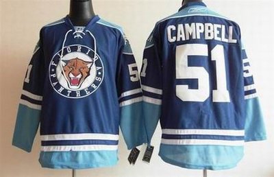 Florida Panthers 51 Brian Campbell Embroidered Blue Third jerseys