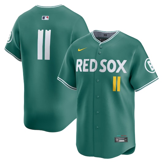 Men's Boston Red Sox #11 Rafael Devers Green 2025 City Connect Limited Stitched Baseball Jersey fanswish.net