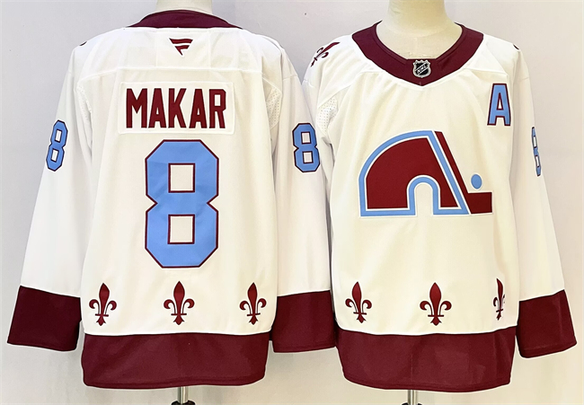 Men's Colorado Avalanche #8 Cale Makar White 2024-25 With A Patch Stitched Jersey Men's Colorado Avalanche #8 Cale Makar White 2024-25 With A Patch Stitched Jersey