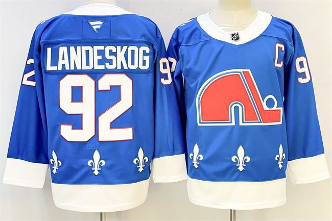 Men's Colorado Avalanche #92 Gabriel Landeskog Blue 2025 26 With C Patch Alternate Stitched Jersey