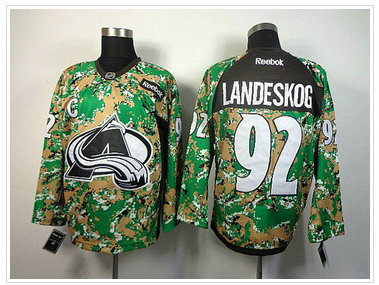Colorado Avalanche #92 Gabriel Landeskog Camo Veterans Day Practice NHL Jersey