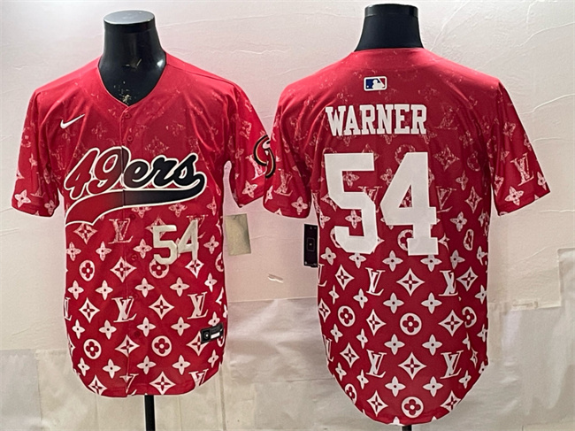 Men's San Francisco 49ers #54 Fred Warner Red Limited Stitched Baseball Jersey Men's San Francisco 49ers #54 Fred Warner Red Limited Stitched Baseball Jersey