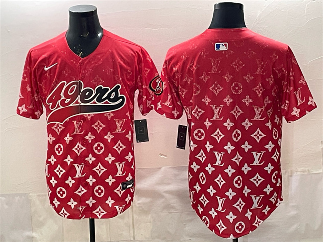 Men's San Francisco 49ers Blank Red Limited Stitched Baseball Jersey Men's San Francisco 49ers Blank Red Limited Stitched Baseball Jersey