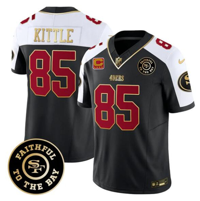 Men's San Francisco 49ers #85 George kittle Black Alternate F.U.S.E. 3-Star C With Faithful To The Bay Patch Vapor Limited Stitched Football Jersey Men's San Francisco 49ers #85 George kittle Black Alternate F.U.S.E. 3-Star C With Faithful To The Bay Patch Vapor Limited Stitched Football Jersey