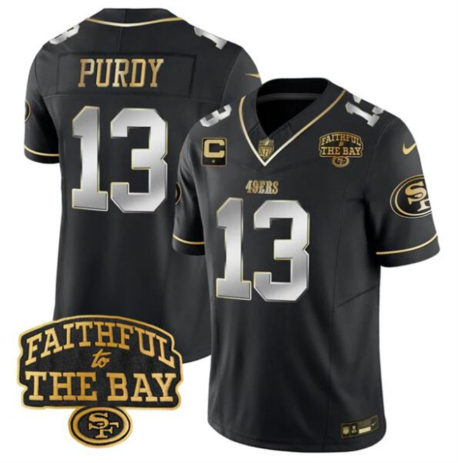 Men's San Francisco 49ers #13 Brock Purdy Black 2025 F.U.S.E. 1-Star C With Faithful To The Bay Patch Limited V8 Stitched Football Jersey Men's San Francisco 49ers #13 Brock Purdy Black 2025 F.U.S.E. 1-Star C With Faithful To The Bay Patch Limited V8 Stitched Football Jersey