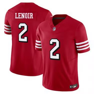 San Francisco 49ers #2 Deommodore Lenoir Red Throwback Limited Stitched Jersey San Francisco 49ers #2 Deommodore Lenoir Red Throwback Limited Stitched Jersey