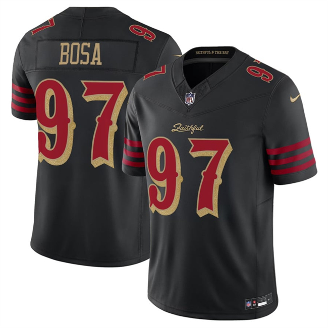 Men's San Francisco 49ers #97 Nick Bosa Black 2025 F.U.S.E. “Rivalries” Vapor Limited Stitched Football Jersey Men's San Francisco 49ers #97 Nick Bosa Black 2025 F.U.S.E. “Rivalries” Vapor Limited Stitched Football Jersey