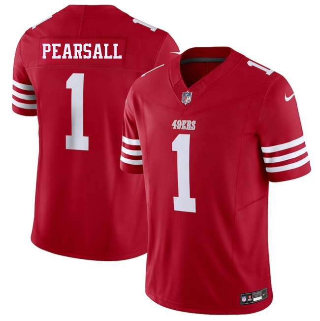 Men's San Francisco 49ers #1 Ricky Pearsall Red 2025 F.U.S.E. Vapor Untouchable Limited Stitched Football Jersey Men's San Francisco 49ers #1 Ricky Pearsall Red 2025 F.U.S.E. Vapor Untouchable Limited Stitched Football Jersey