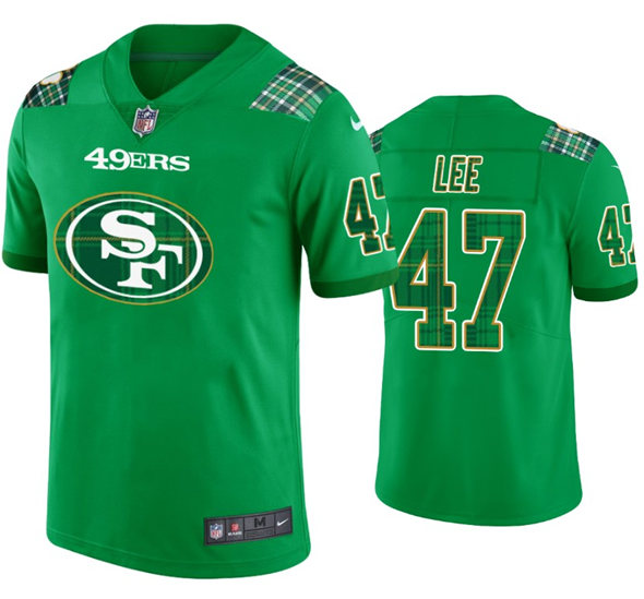 Men's San Francisco 49ers #47 Elijah Lee Kelly Green St. Patricks Day Stitched Jersey Men's San Francisco 49ers #47 Elijah Lee Kelly Green St. Patricks Day Stitched Jersey