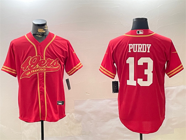 Men's San Francisco 49ers #13 Brock Purdy Red Cool Base Stitched Baseball Jersey Men's San Francisco 49ers #13 Brock Purdy Red Cool Base Stitched Baseball Jersey