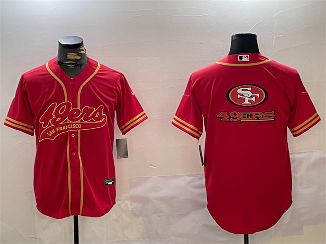 Men's San Francisco 49ers Team Big Logo Red Cool Base Stitched Baseball Jersey Men's San Francisco 49ers Team Big Logo Red Cool Base Stitched Baseball Jersey