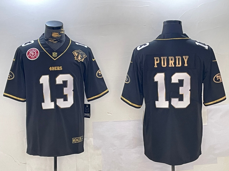 Men's San Francisco 49ers #13 Brock Purdy Black Patch Vapor Limited Stitched Football Jersey 2 Men's San Francisco 49ers #13 Brock Purdy Black Patch Vapor Limited Stitched Football Jersey 2