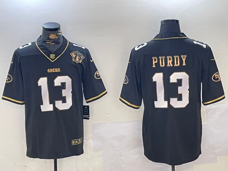 Men's San Francisco 49ers #13 Brock Purdy Black Patch Vapor Limited Stitched Football Jersey Men's San Francisco 49ers #13 Brock Purdy Black Patch Vapor Limited Stitched Football Jersey