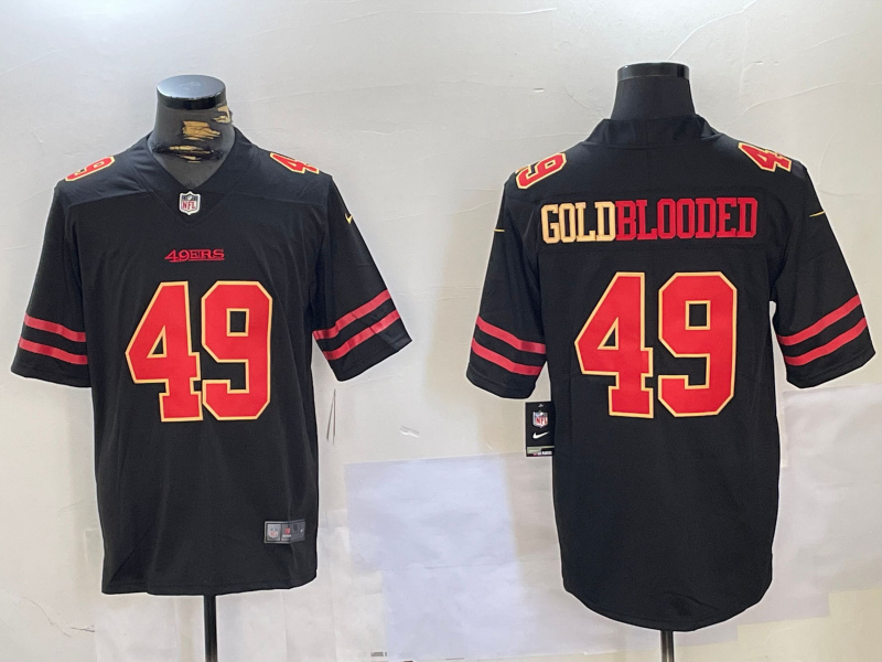 Men's San Francisco 49ers #49 GoldBlooded Black Stitched Jersey 5 Men's San Francisco 49ers #49 GoldBlooded Black Stitched Jersey 5