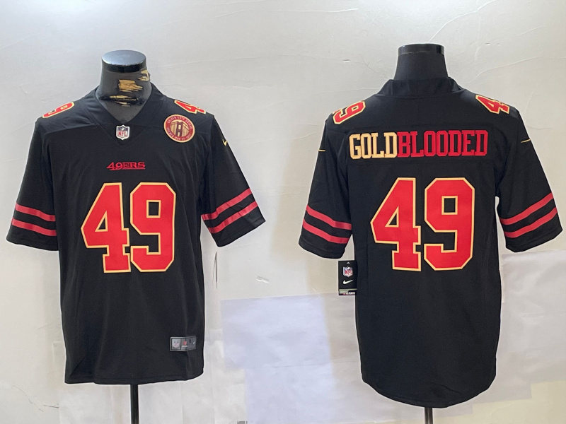 Men's San Francisco 49ers #49 GoldBlooded Black Stitched Jersey 2 Men's San Francisco 49ers #49 GoldBlooded Black Stitched Jersey 2