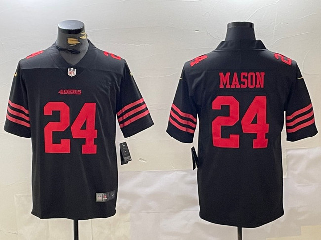Men's San Francisco 49ers #24 Jordan Mason Black Vapor Untouchable Limited Stitched Jersey Men's San Francisco 49ers #24 Jordan Mason Black Vapor Untouchable Limited Stitched Jersey