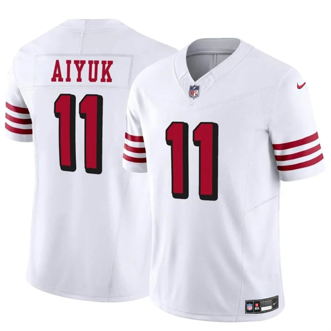 Men's San Francisco 49ers #11 Brandon Aiyuk White 2021 F.U.S.E. Vapor Limited Throwback Stitched Football Jersey Men's San Francisco 49ers #11 Brandon Aiyuk White 2021 F.U.S.E. Vapor Limited Throwback Stitched Football Jersey