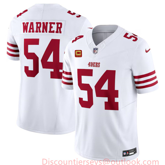 Men's San Francisco 49ers #54 Fred Warner White 2024 F.U.S.E. With 4-Star C Patch Vapor Untouchable Limited Stitched Football Jersey Men's San Francisco 49ers #54 Fred Warner White 2024 F.U.S.E. With 4-Star C Patch Vapor Untouchable Limited Stitched Football Jersey