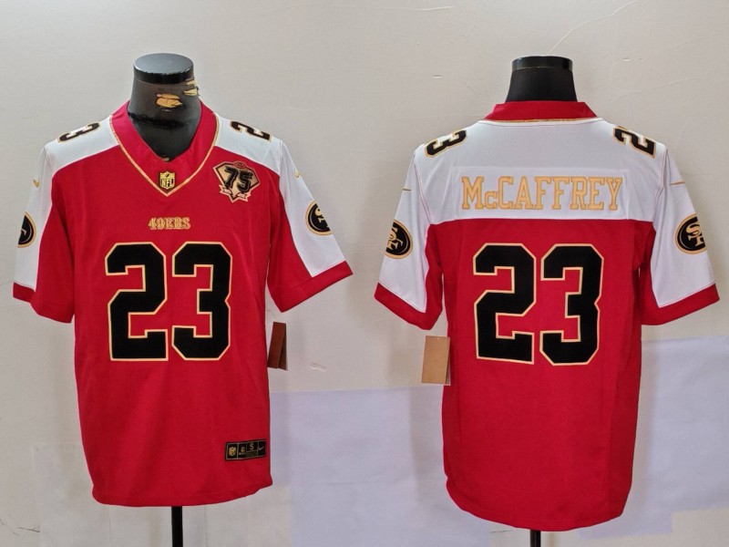 Men's San Francisco 49ers #23 Christian McCaffrey Red F.U.S.E. Mexico With Gate Bridge Patch Vapor Limited Stitched Football Jersey 1 Men's San Francisco 49ers #23 Christian McCaffrey Red F.U.S.E. Mexico With Gate Bridge Patch Vapor Limited Stitched Football Jersey 1