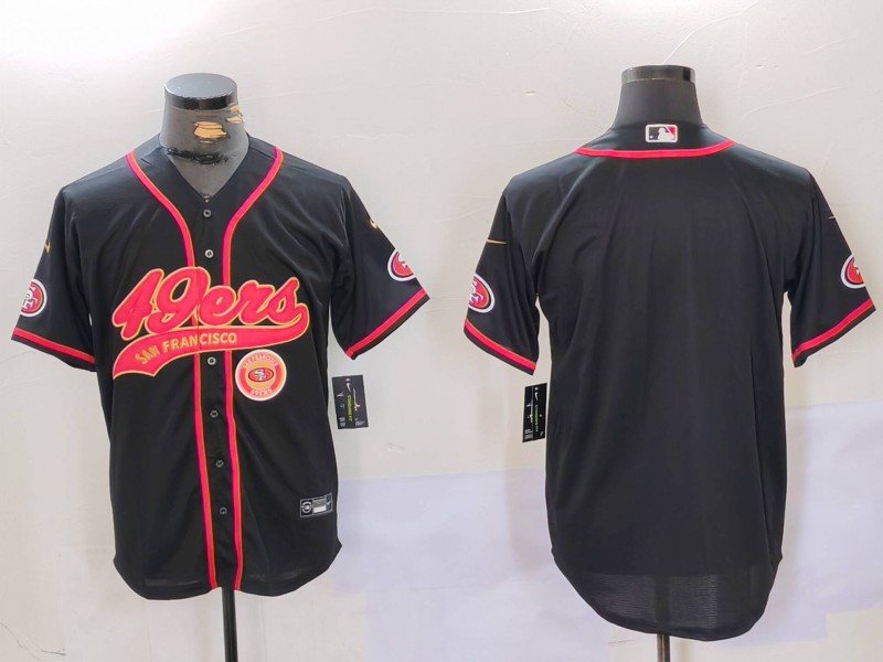 Men's San Francisco 49ers Black With Patch Cool Base Stitched Baseball Jersey 1 Men's San Francisco 49ers Black With Patch Cool Base Stitched Baseball Jersey 1