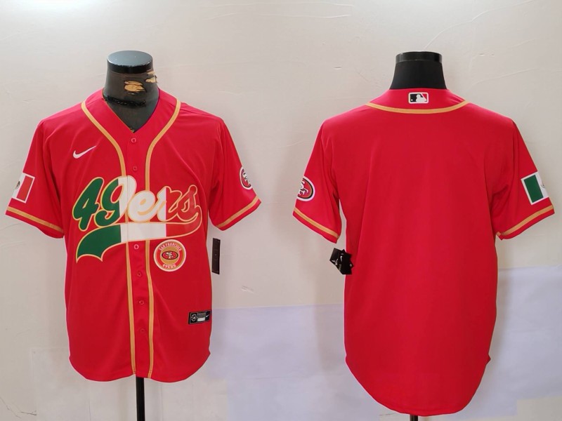 Men's San Francisco 49ers Red With Patch Cool Base Stitched Baseball Jersey 1 Men's San Francisco 49ers Red With Patch Cool Base Stitched Baseball Jersey 1