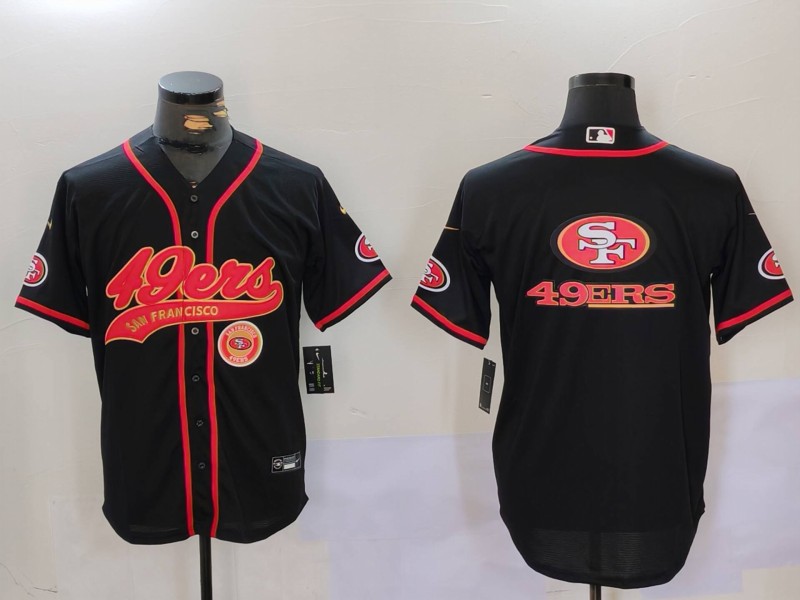 Men's San Francisco 49ers Team Big Logo Black With Patch Cool Base Stitched Baseball Jersey 6 Men's San Francisco 49ers Team Big Logo Black With Patch Cool Base Stitched Baseball Jersey 6