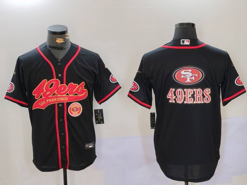 Men's San Francisco 49ers Team Big Logo Black With Patch Cool Base Stitched Baseball Jersey 5 Men's San Francisco 49ers Team Big Logo Black With Patch Cool Base Stitched Baseball Jersey 5