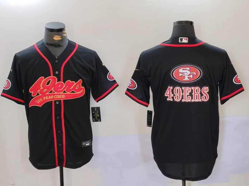 Men's San Francisco 49ers Team Big Logo Black With Patch Cool Base Stitched Baseball Jersey 1 Men's San Francisco 49ers Team Big Logo Black With Patch Cool Base Stitched Baseball Jersey 1
