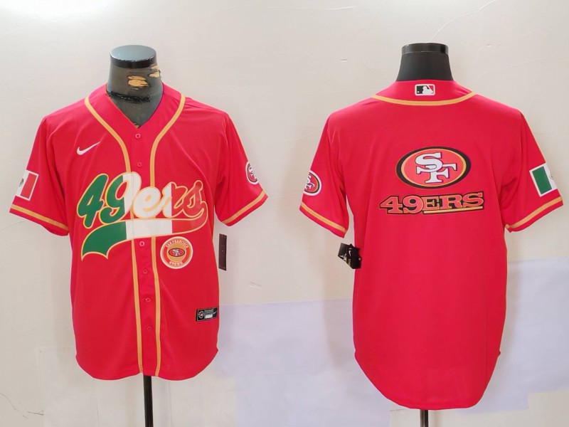 Men's San Francisco 49ers Team Big Logo Red With Patch Cool Base Stitched Baseball Jersey 8 Men's San Francisco 49ers Team Big Logo Red With Patch Cool Base Stitched Baseball Jersey 8