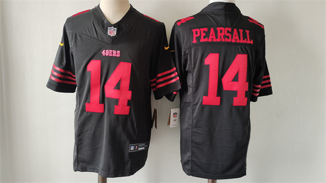 Men's San Francisco 49ers #14 Ricky Pearsall Black 2024 Draft F.U.S.E. Vapor Untouchable Limited Stitched Football Jersey Men's San Francisco 49ers #14 Ricky Pearsall Black 2024 Draft F.U.S.E. Vapor Untouchable Limited Stitched Football Jersey