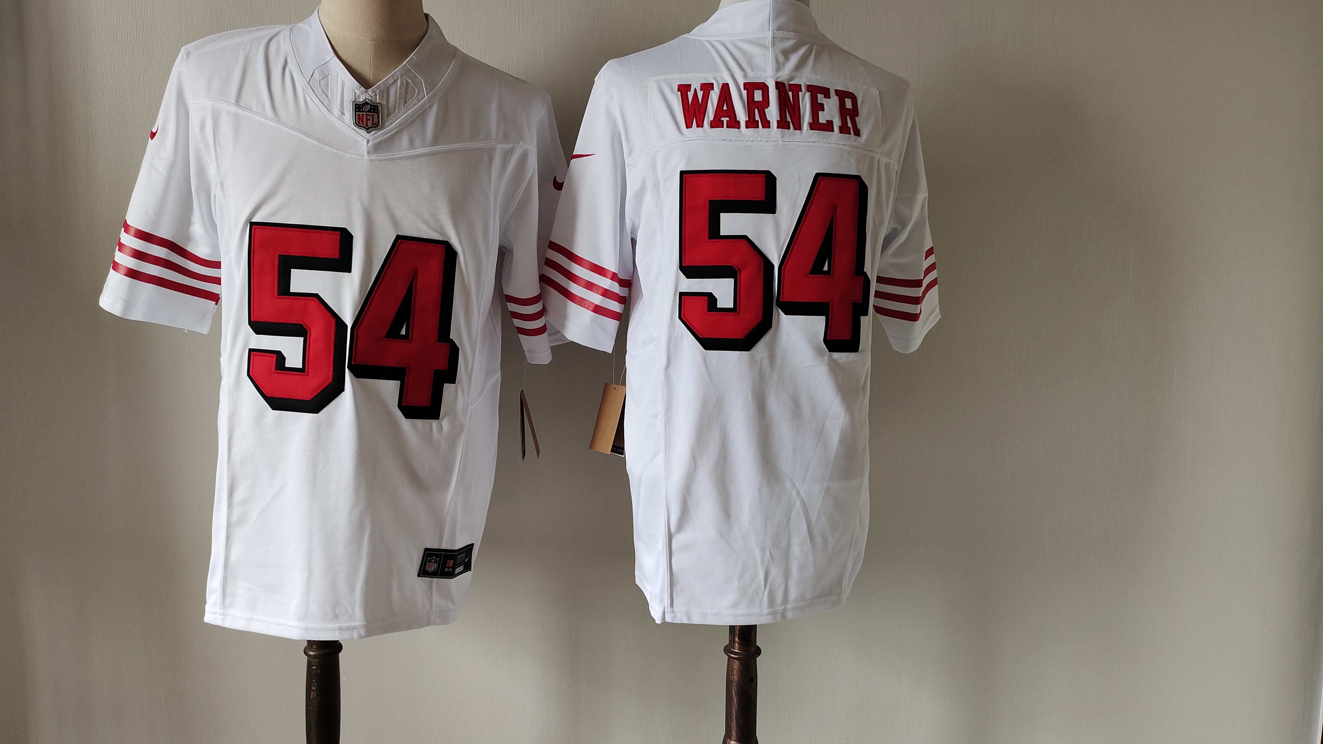 Men's San Francisco 49ers #54 Fred Warner New White F.U.S.E. Vapor Untouchable Limited Stitched Football Jersey Men's San Francisco 49ers #54 Fred Warner New White F.U.S.E. Vapor Untouchable Limited Stitched Football Jersey