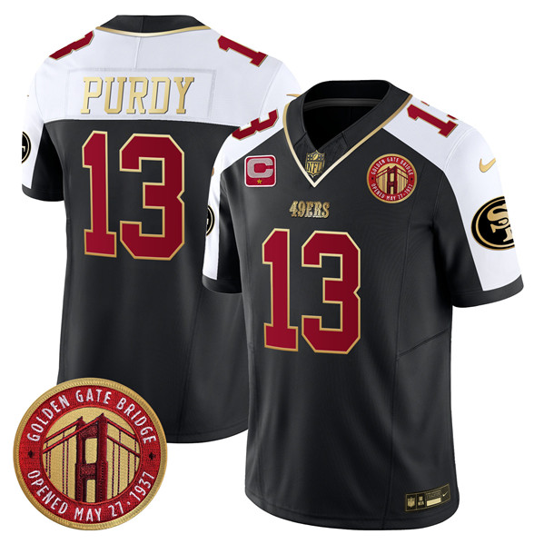Men's San Francisco 49ers #13 Brock Purdy Balck F.U.S.E. Golden Gate Bridge With 1-Star C Patch Alternate Vapor Limited Stitched Football Jersey Men's San Francisco 49ers #13 Brock Purdy Balck F.U.S.E. Golden Gate Bridge With 1-Star C Patch Alternate Vapor Limited Stitched Football Jersey