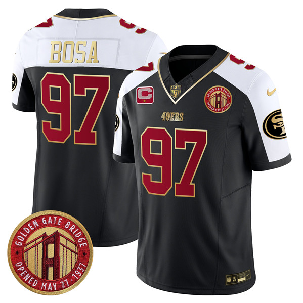 Men's San Francisco 49ers #97 Nick Bosa Balck F.U.S.E. Golden Gate Bridge With 1-Star C Patch Alternate Vapor Limited Stitched Football Jersey Men's San Francisco 49ers #97 Nick Bosa Balck F.U.S.E. Golden Gate Bridge With 1-Star C Patch Alternate Vapor Limited Stitched Football Jersey
