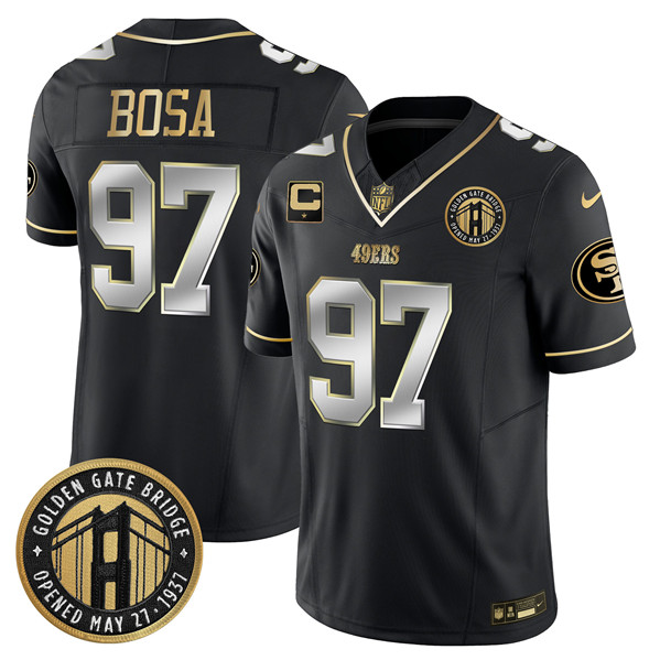 Men's San Francisco 49ers #97 Nick Bosa Black F.U.S.E. Golden Gate Bridge With 1-Star C Patch Vapor Limited Stitched Football Jersey Men's San Francisco 49ers #97 Nick Bosa Black F.U.S.E. Golden Gate Bridge With 1-Star C Patch Vapor Limited Stitched Football Jersey