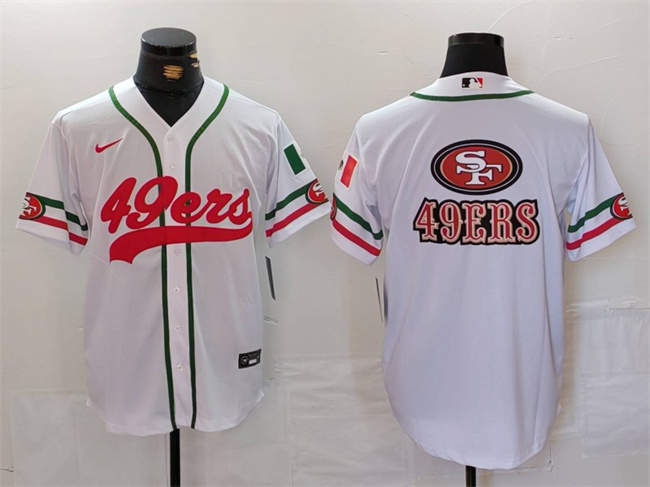 Men's San Francisco 49ers Team Big Logo White With Patch Cool Base Stitched Baseball Jersey 1 Men's San Francisco 49ers Team Big Logo White With Patch Cool Base Stitched Baseball Jersey 1