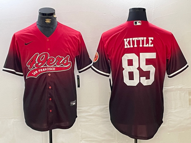 Men's San Francisco 49ers #85 George Kittle Red Black With Patch Cool Base Stitched Baseball jerseys Men's San Francisco 49ers #85 George Kittle Red Black With Patch Cool Base Stitched Baseball jerseys