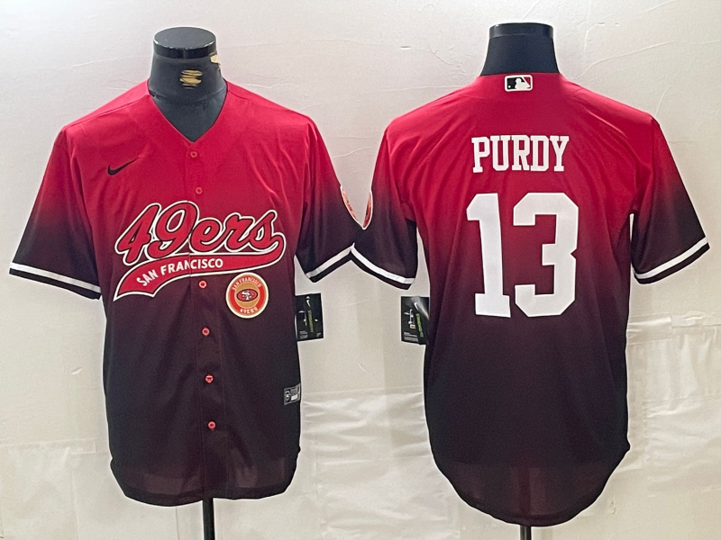 Men's San Francisco 49ers #13 Brock Purdy RedBlack With Patch Cool Base Stitched Jerseys Men's San Francisco 49ers #13 Brock Purdy RedBlack With Patch Cool Base Stitched Jerseys