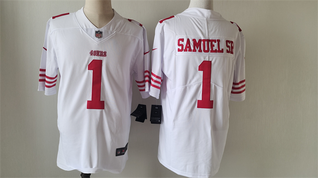 Men's San Francisco 49ers #1 Deebo Samuel White Vapor Untouchable Limited Stitched Football Jersey Men's San Francisco 49ers #1 Deebo Samuel White Vapor Untouchable Limited Stitched Football Jersey