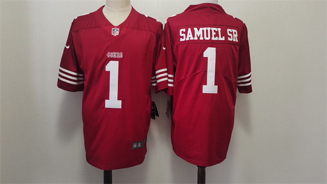 Men's San Francisco 49ers #1 Deebo Samuel Red Vapor Untouchable Limited Stitched Football Jersey Men's San Francisco 49ers #1 Deebo Samuel Red Vapor Untouchable Limited Stitched Football Jersey