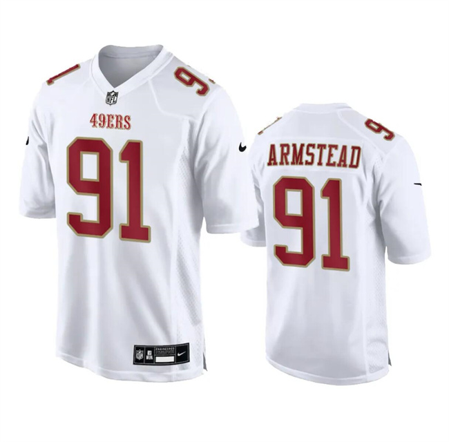 Men's San Francisco 49ers #91 Arik Armstead White Fashion Vapor Untouchable Limited Stitched Football Jersey Men's San Francisco 49ers #91 Arik Armstead White Fashion Vapor Untouchable Limited Stitched Football Jersey