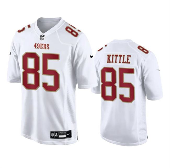Men's San Francisco 49ers #85 George Kittle White Fashion Vapor Untouchable Limited Stitched Football Jersey Men's San Francisco 49ers #85 George Kittle White Fashion Vapor Untouchable Limited Stitched Football Jersey