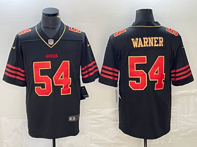 Men's San Francisco 49ers #54 Fred Warner Black Gold Stitched Jersey Men's San Francisco 49ers #54 Fred Warner Black Gold Stitched Jersey