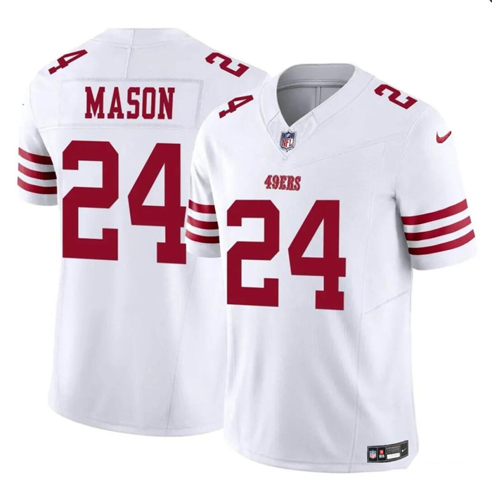 Men's San Francisco 49ers #24 Jordan Mason White 2023 F.U.S.E. Stitched Football Jersey Men's San Francisco 49ers #24 Jordan Mason White 2023 F.U.S.E. Stitched Football Jersey