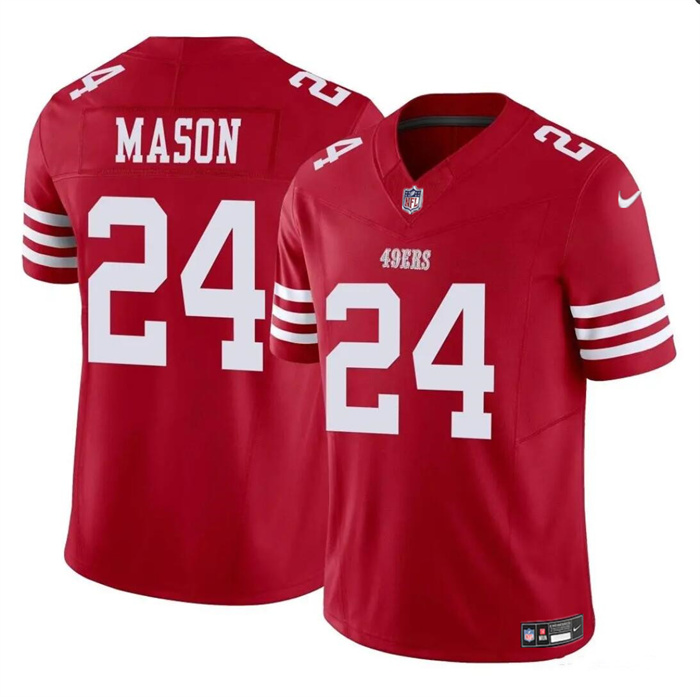 Men's San Francisco 49ers #24 Jordan Mason Red 2023 F.U.S.E. Stitched Football Jersey Men's San Francisco 49ers #24 Jordan Mason Red 2023 F.U.S.E. Stitched Football Jersey
