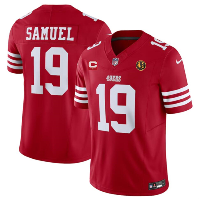 Men's San Francisco 49ers #19 Deebo Samuel Red 2023 F.U.S.E. With 1-Star C Patch And John Madden Patch Vapor Limited Stitched Football Jersey Men's San Francisco 49ers #19 Deebo Samuel Red 2023 F.U.S.E. With 1-Star C Patch And John Madden Patch Vapor Limited Stitched Football Jersey