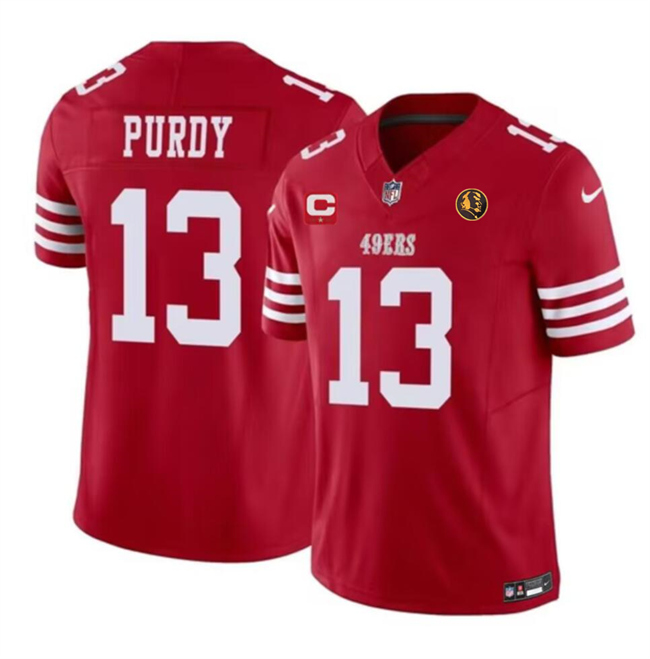 Men's San Francisco 49ers #13 Brock Purdy Red 2023 F.U.S.E. With 1-Star C Patch And John Madden Patch Vapor Limited Stitched Football Jersey Men's San Francisco 49ers #13 Brock Purdy Red 2023 F.U.S.E. With 1-Star C Patch And John Madden Patch Vapor Limited Stitched Football Jersey
