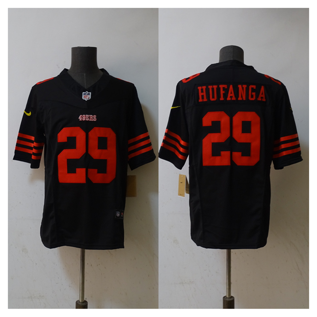 Men's San Francisco 49ers #29 Talanoa Hufanga 2023 F.U.S.E. Black Vapor Untouchable Limited Stitched Football Jersey Men's San Francisco 49ers #29 Talanoa Hufanga 2023 F.U.S.E. Black Vapor Untouchable Limited Stitched Football Jersey