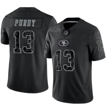 Men's San Francisco 49ers #13 Brock Purdy Black Reflective Limited Stitched Football Jersey Men's San Francisco 49ers #13 Brock Purdy Black Reflective Limited Stitched Football Jersey