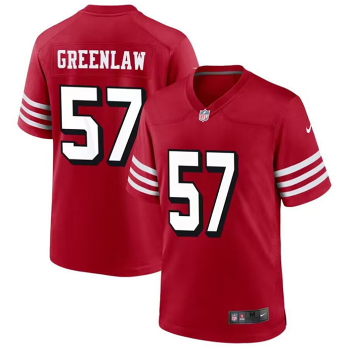 Men's San Francisco 49ers #57 Dre Greenlaw New Red Stitched Game Football Jersey Men's San Francisco 49ers #57 Dre Greenlaw New Red Stitched Game Football Jersey