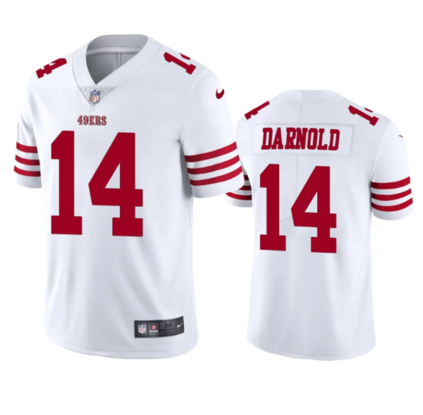 Men's San Francisco 49ers #14 Sam Darnold White Vapor Untouchable Limited Stitched Football Jersey Men's San Francisco 49ers #14 Sam Darnold White Vapor Untouchable Limited Stitched Football Jersey